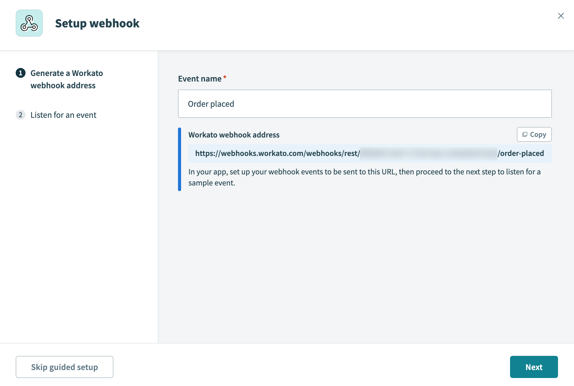 Generate a unique webhook address