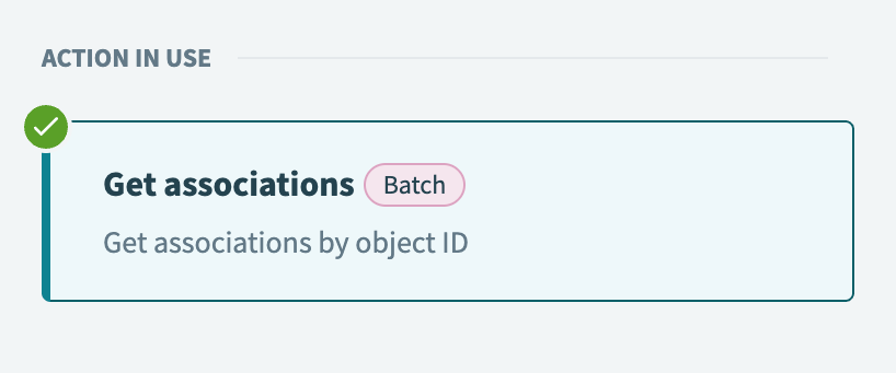 Select the Get associations batch action