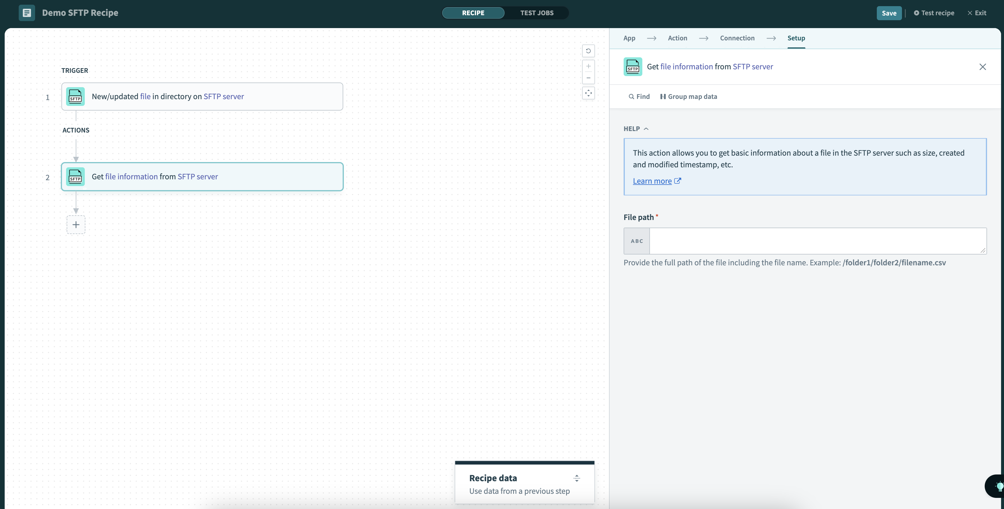 Get file information action