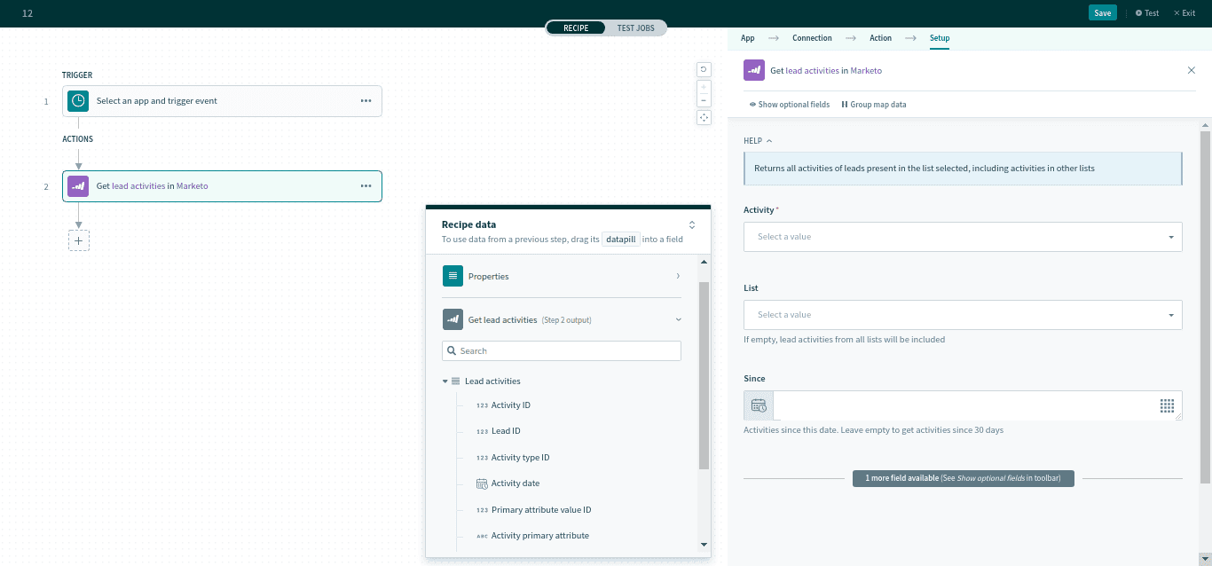 リードアクティビティの取得アクション
