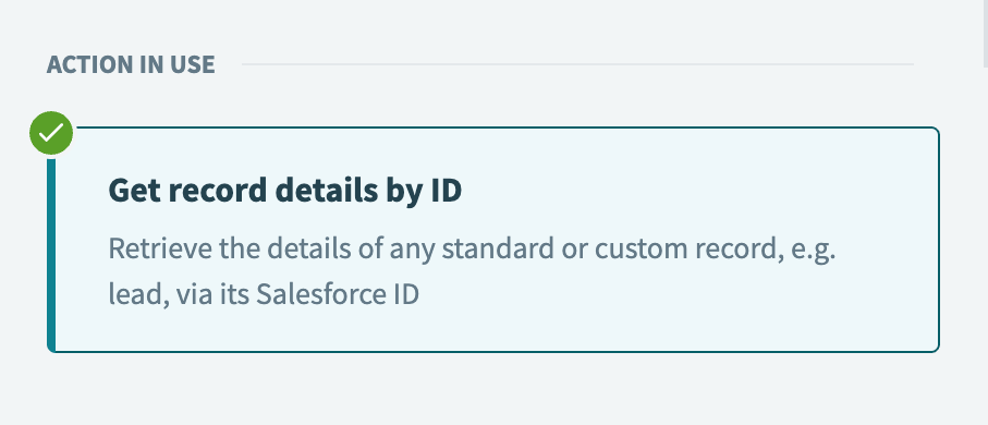 Select the Get record details by ID action