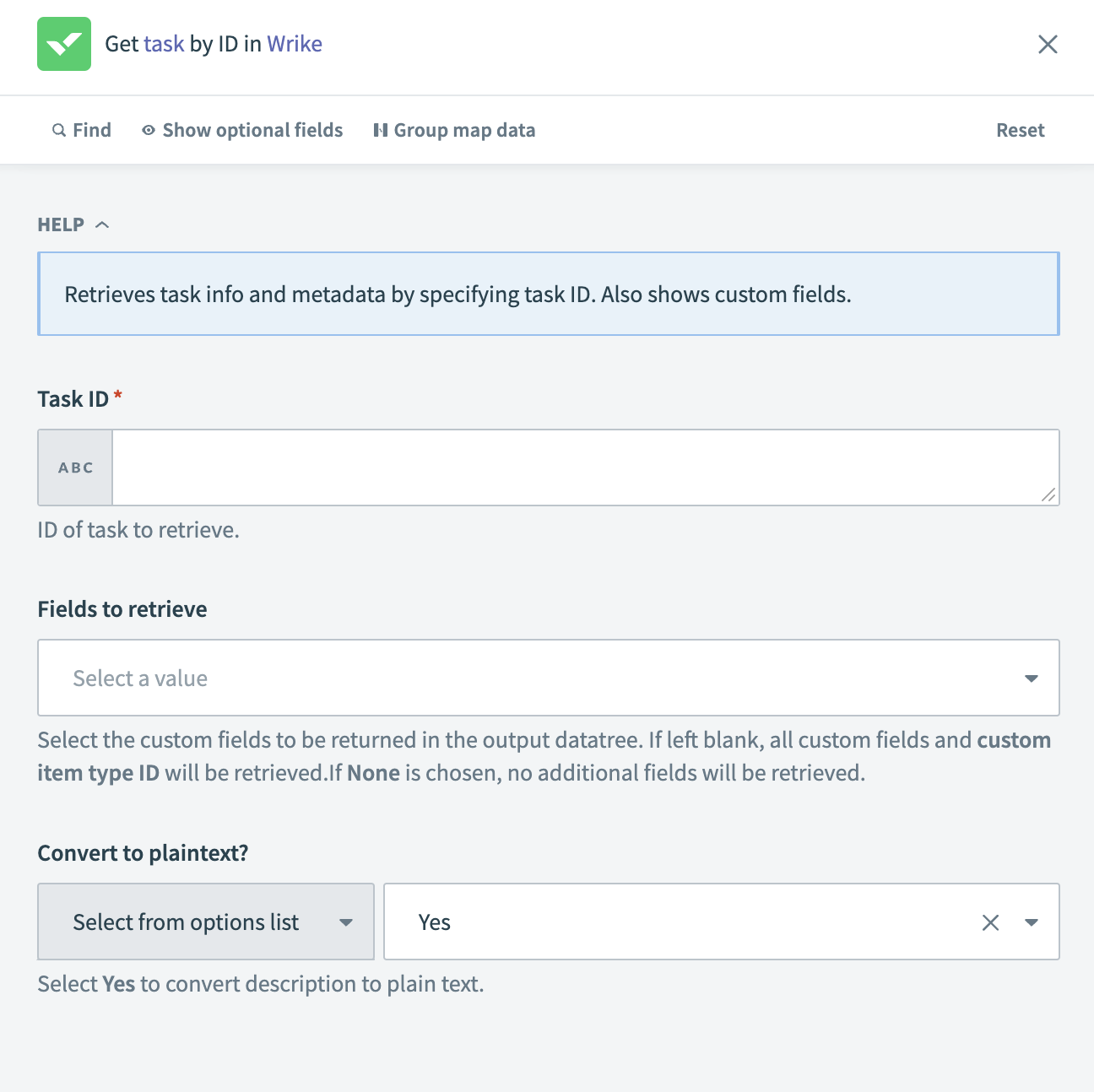 Get task by ID action