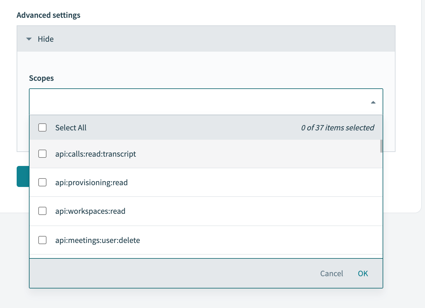 Gong scopes selection