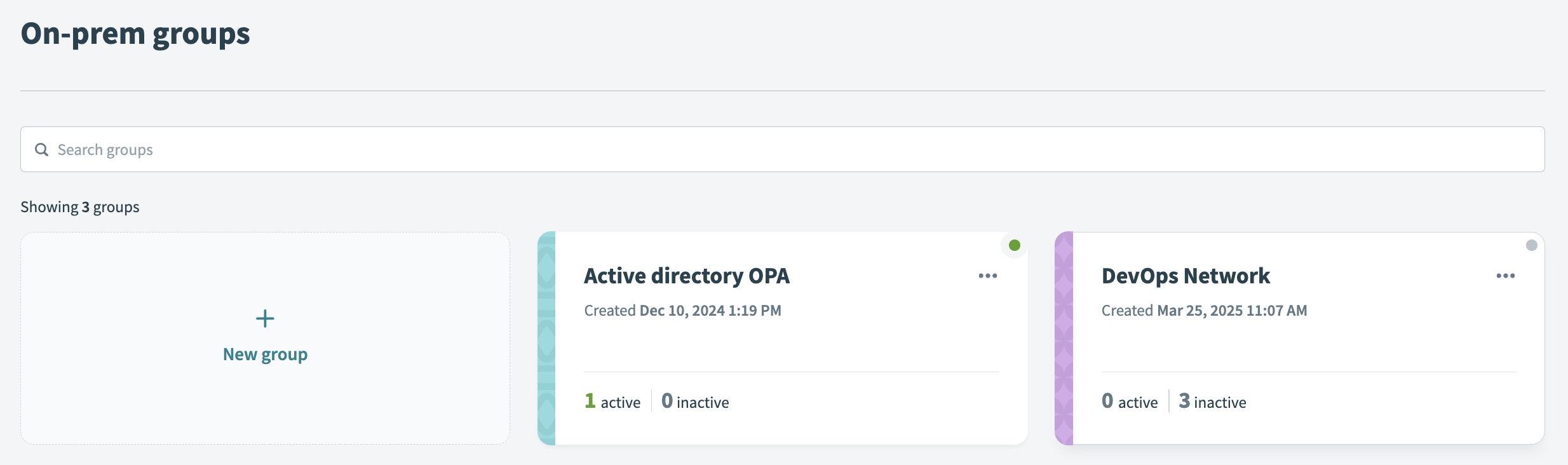 On-prem groups statuses