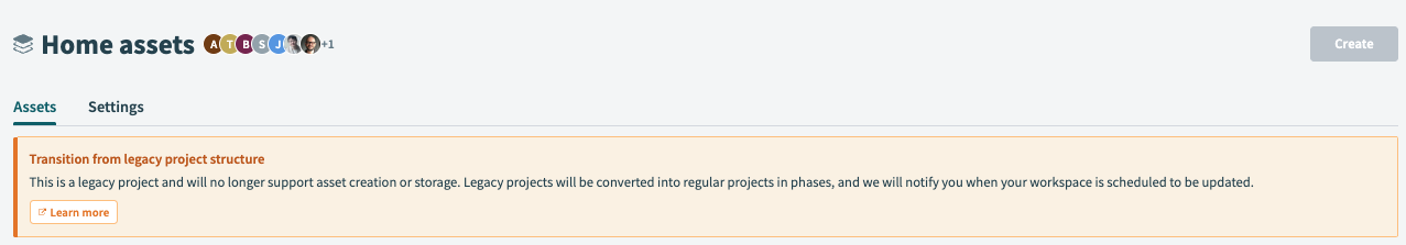 Home assets legacy banner