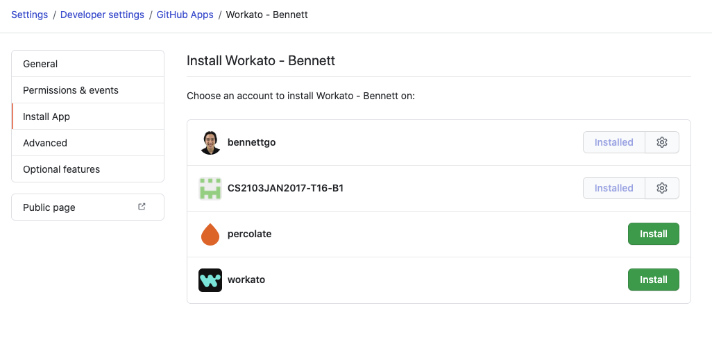 Install App セクション