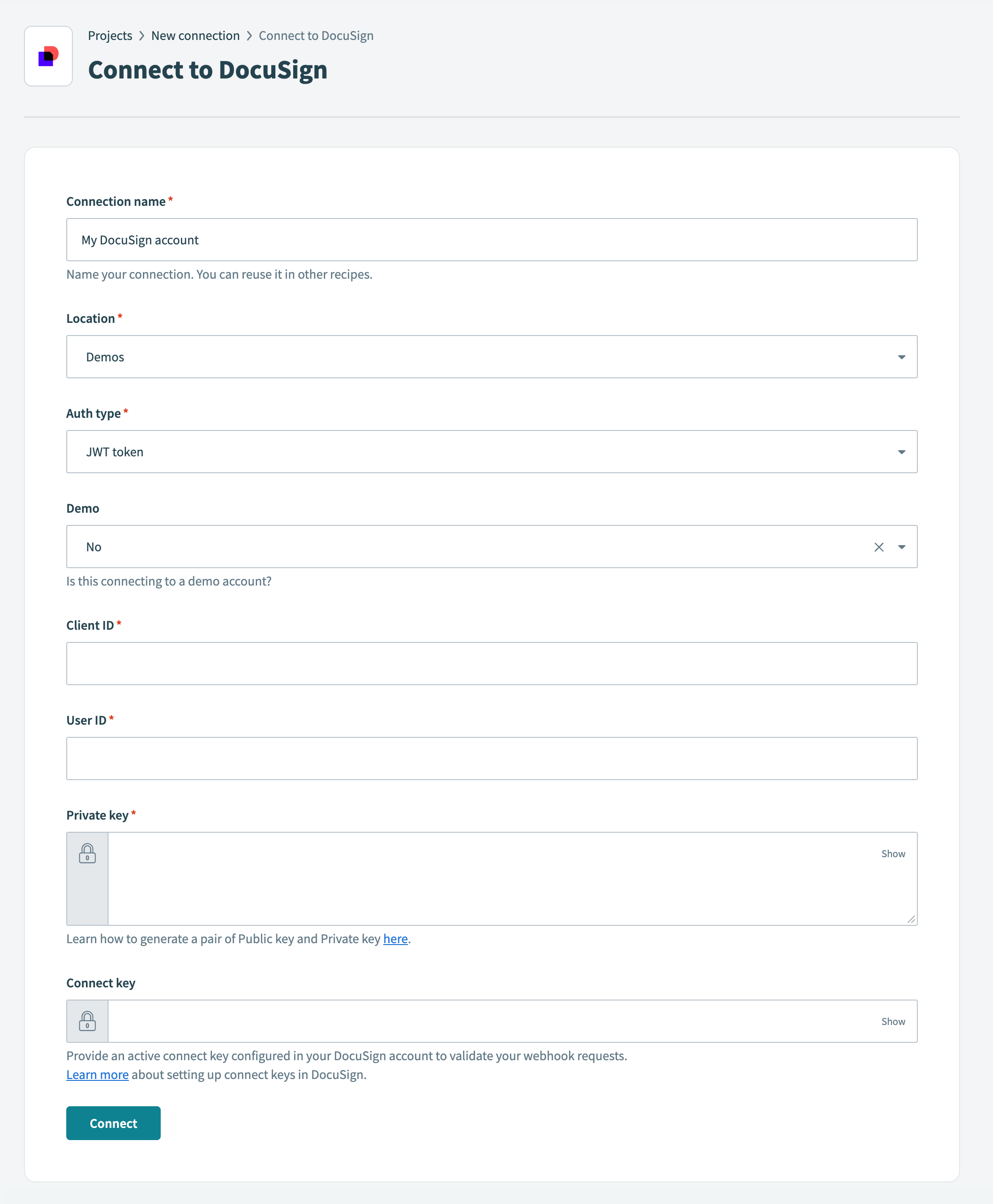 Connect to Docusign using JWT Token authentication