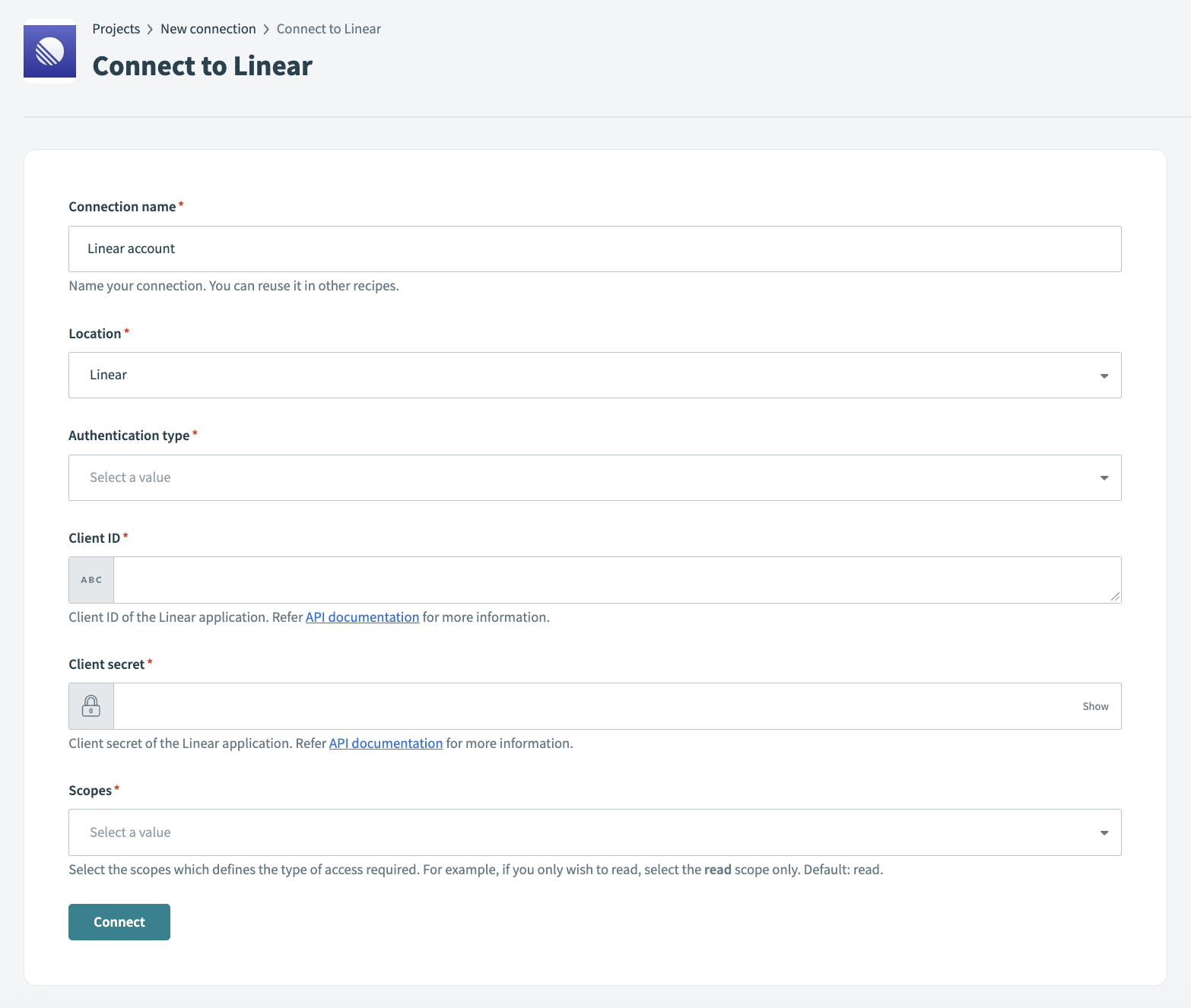 Connect to Linear using OAuth 2.0 authentication