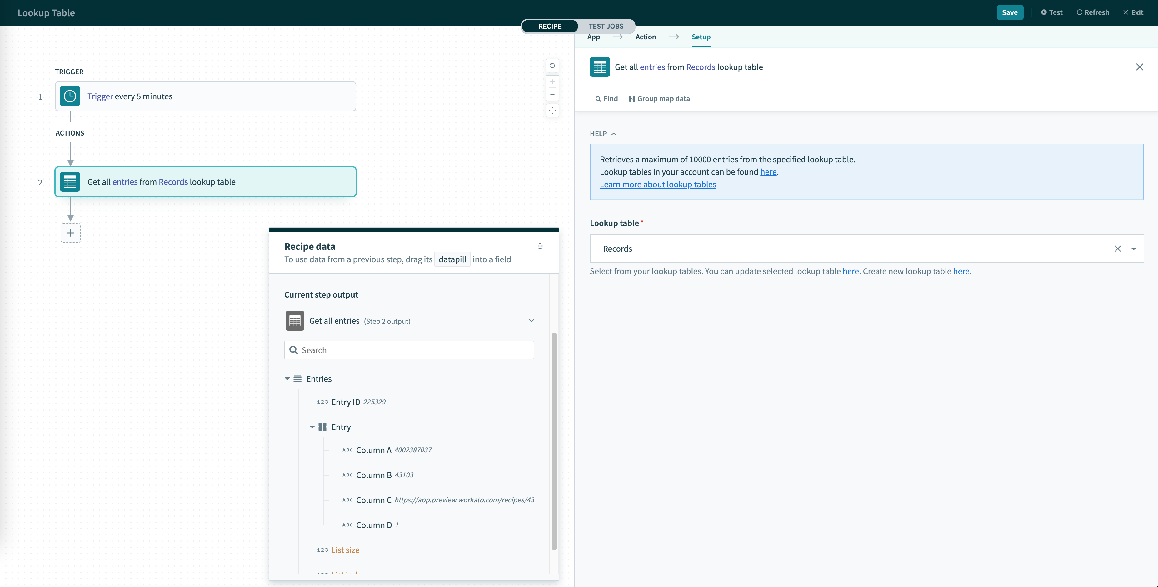 Get all entries アクション