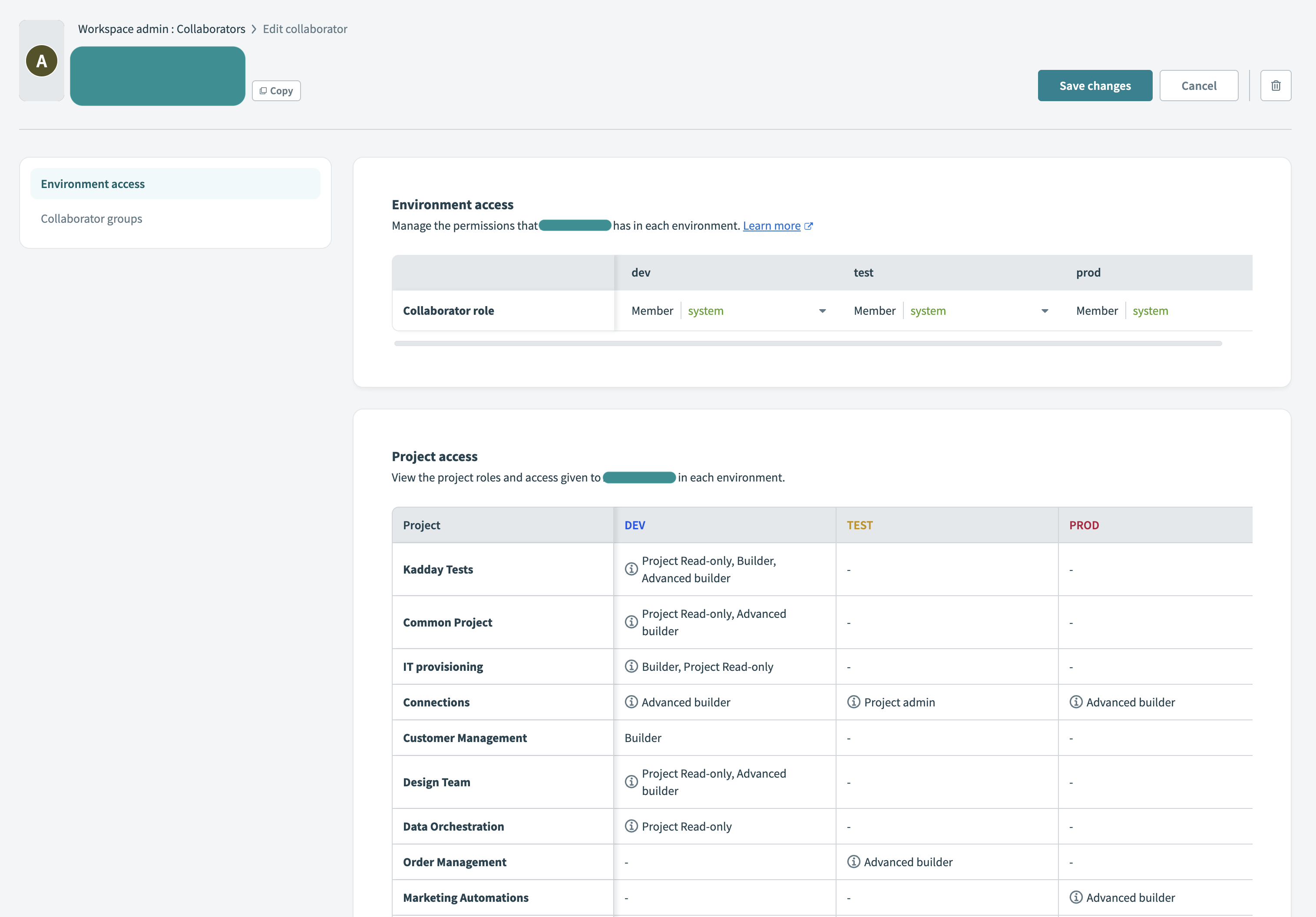 Manage collaborator details
