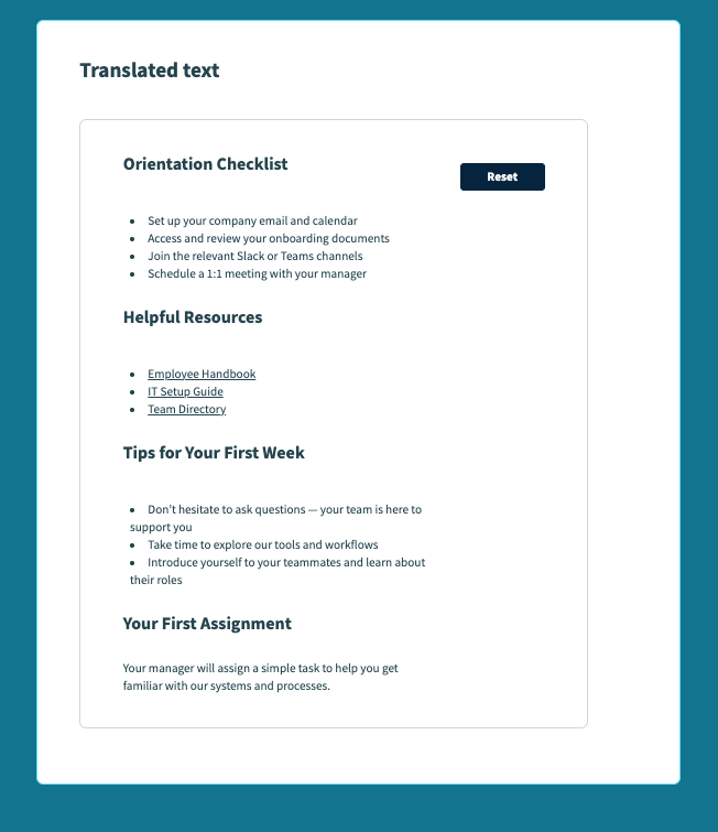Content rendered using markdown