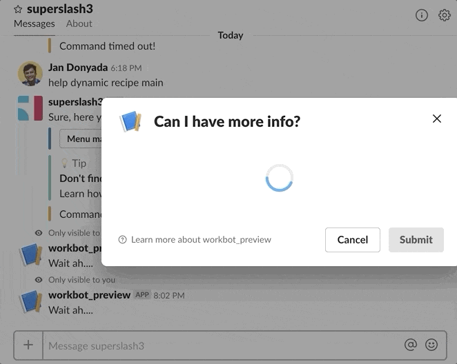 実行時のメニューオプション