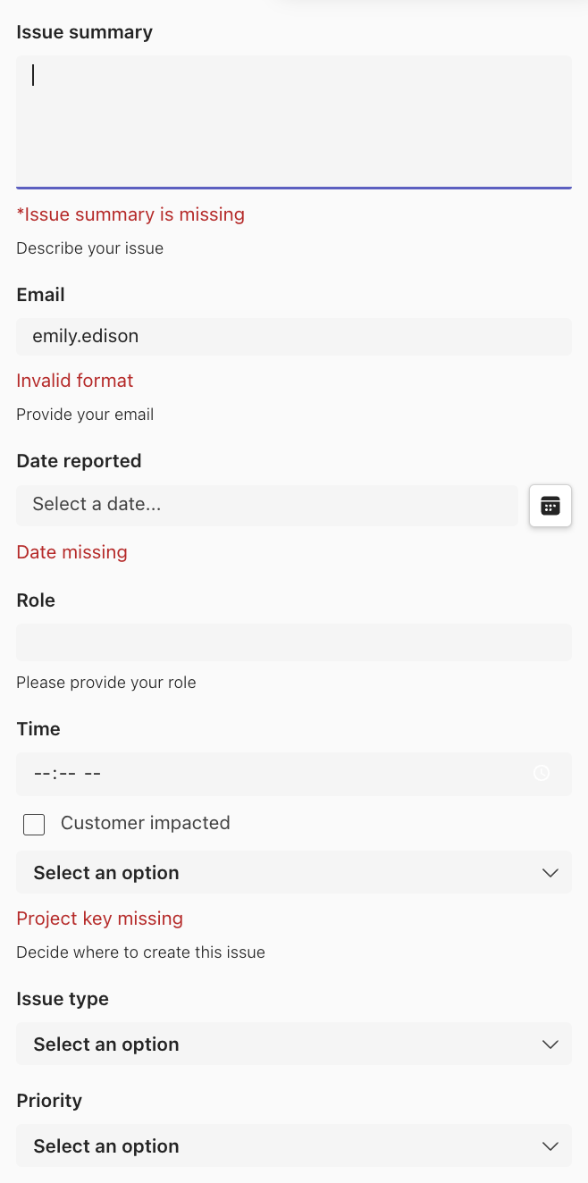 Error messages in Microsoft teams