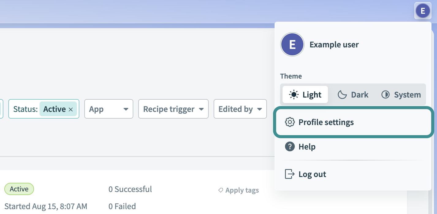 Go to Profile Settings