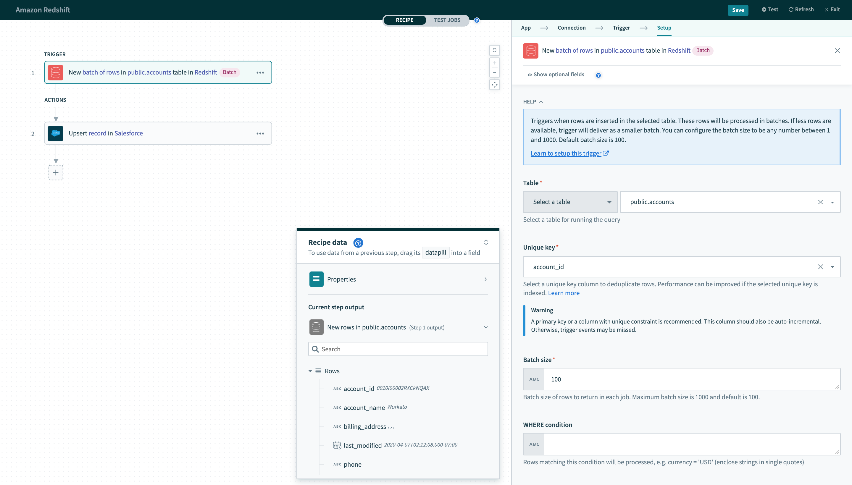 New batch of rows トリガー