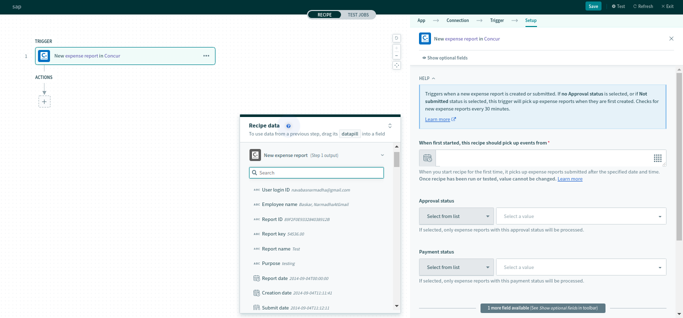 New expense report トリガー