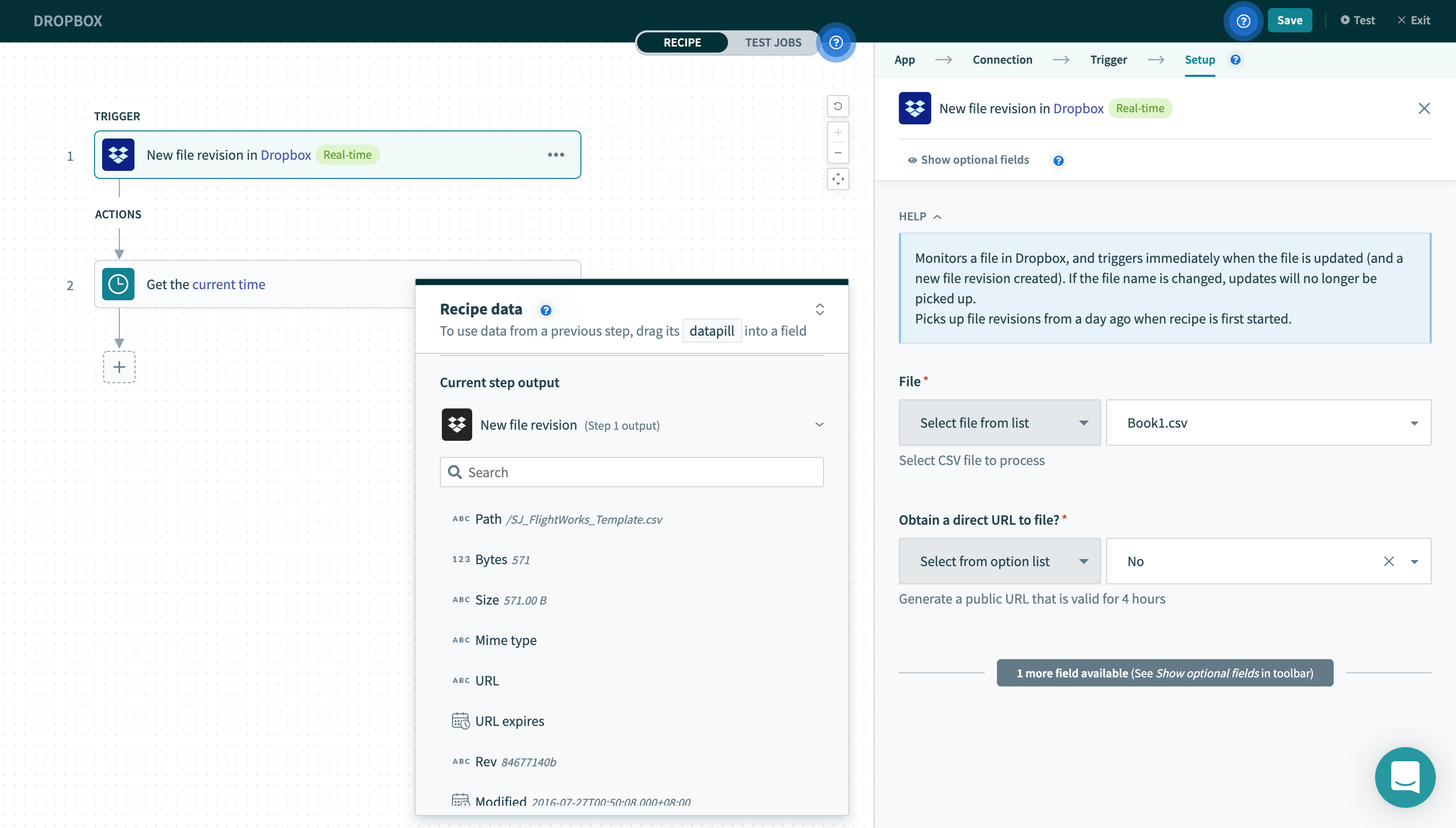 New file revision in Dropbox トリガー