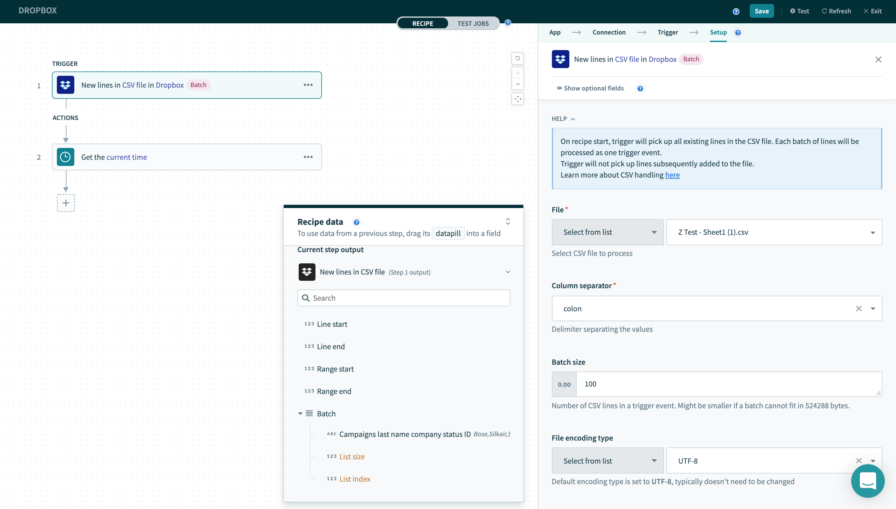 New lines in CSV file バッチトリガー
