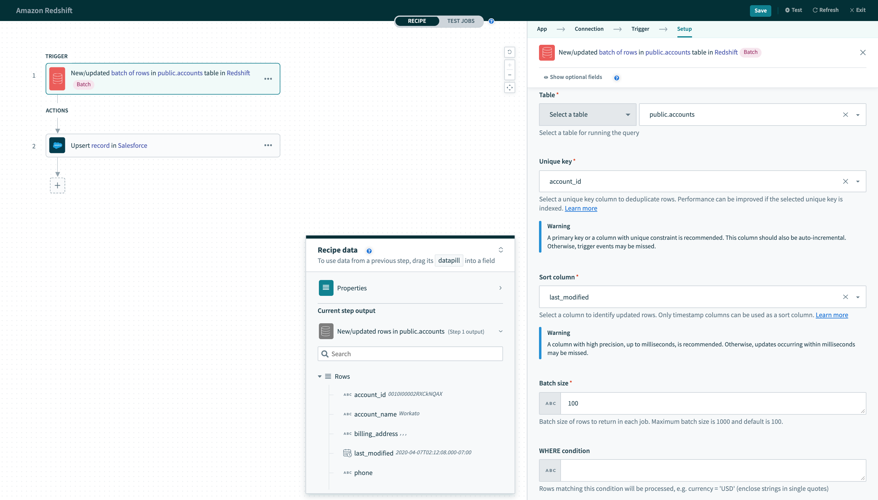 New/updated batch of rows トリガー