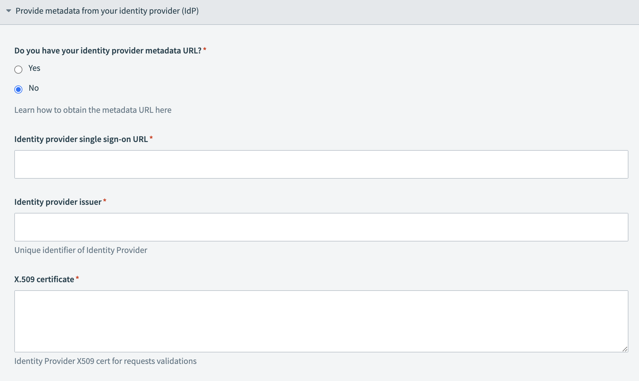 No: you don't have your IdP metadata URL