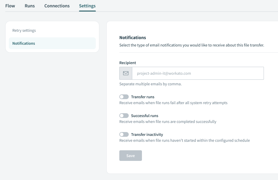 Notification settings