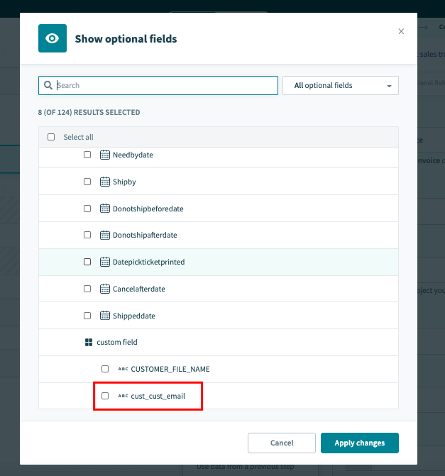The custom field appears as an optional field in the recipe