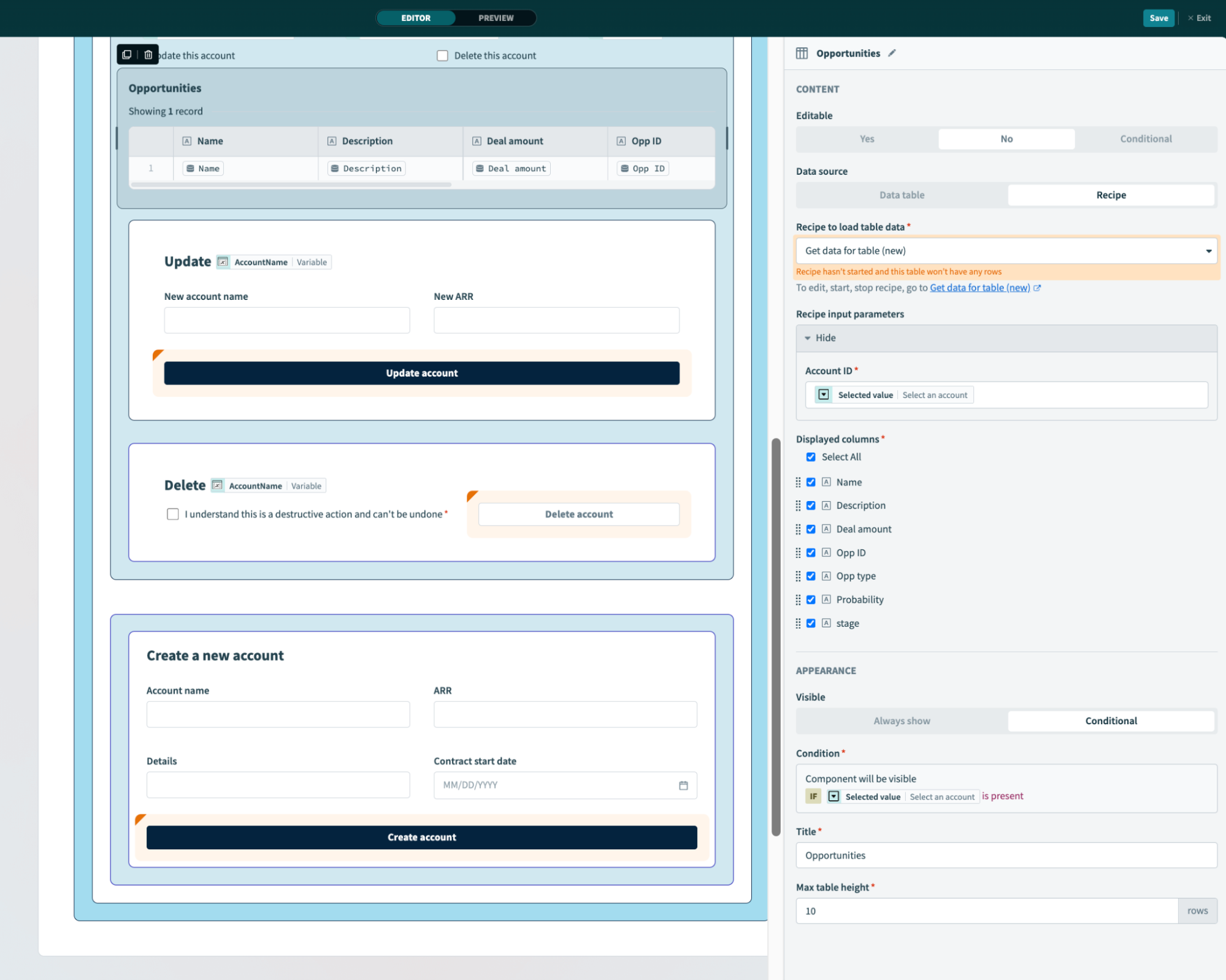 Component configuration