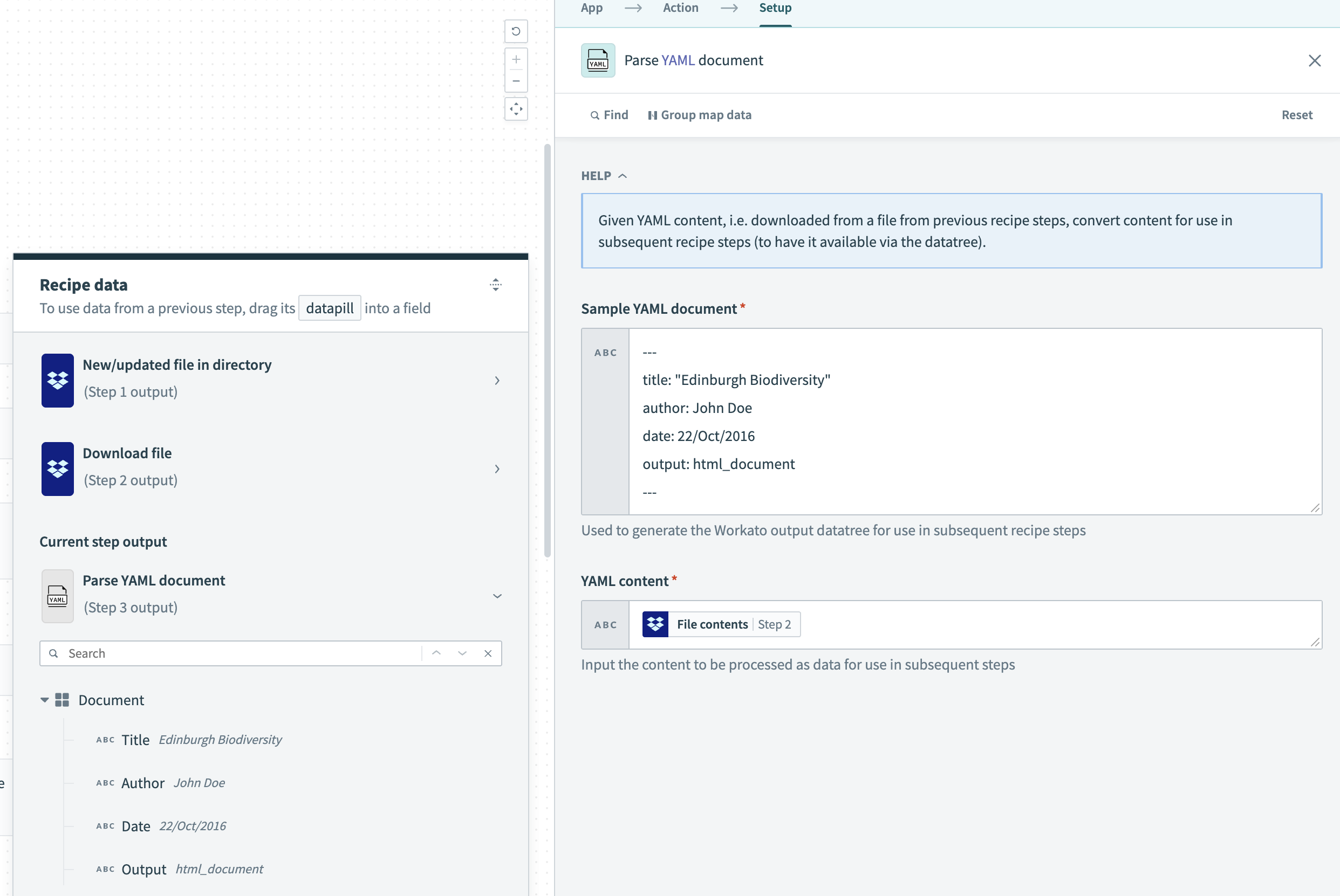 他のファイル形式の YAML コンテンツの解析