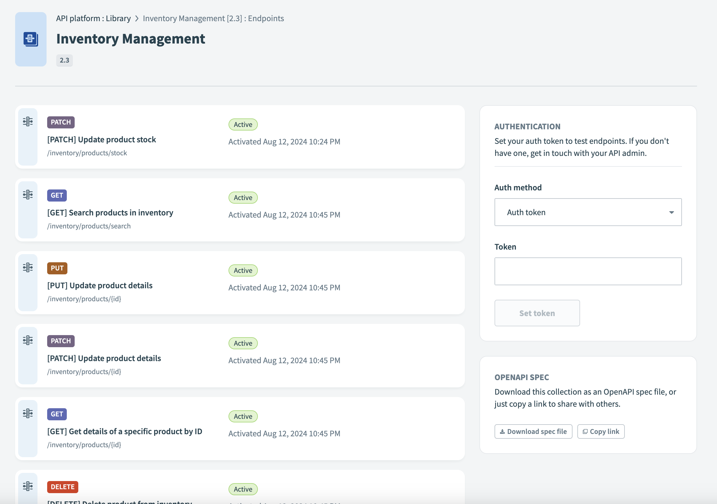 OpenAPI仕様をダウンロードする