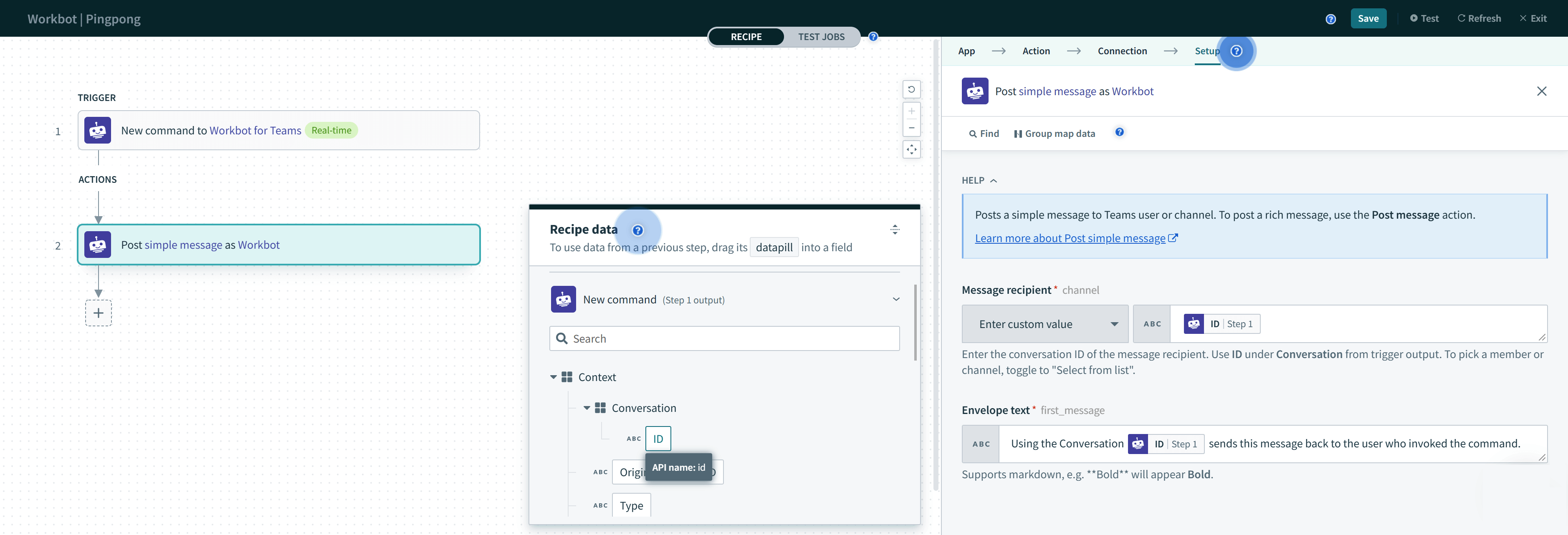 Post message with conversation ID