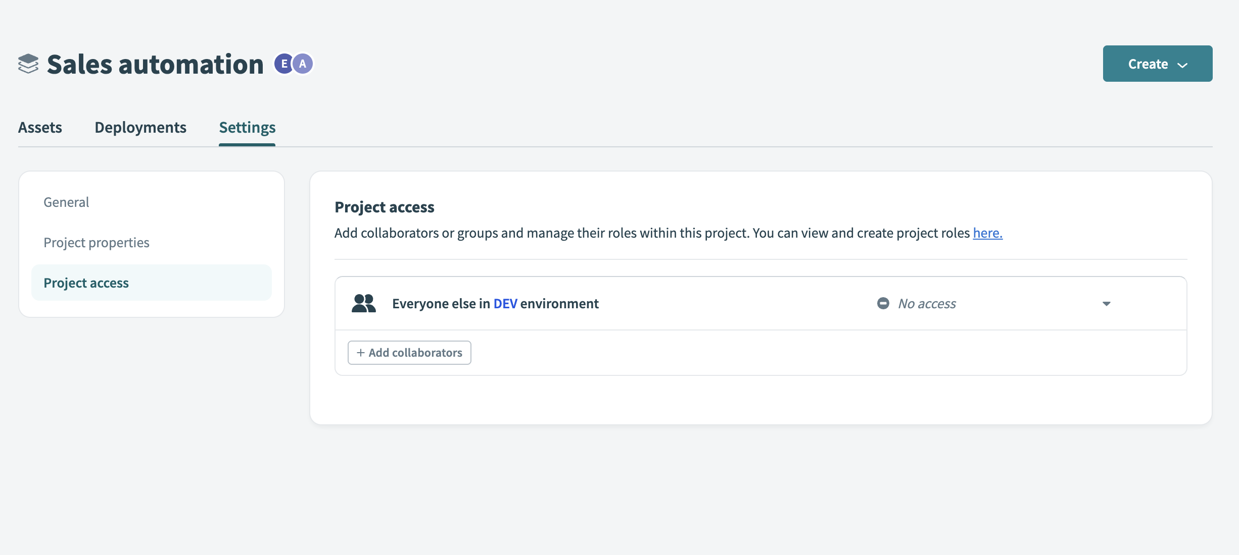 Go to project access
