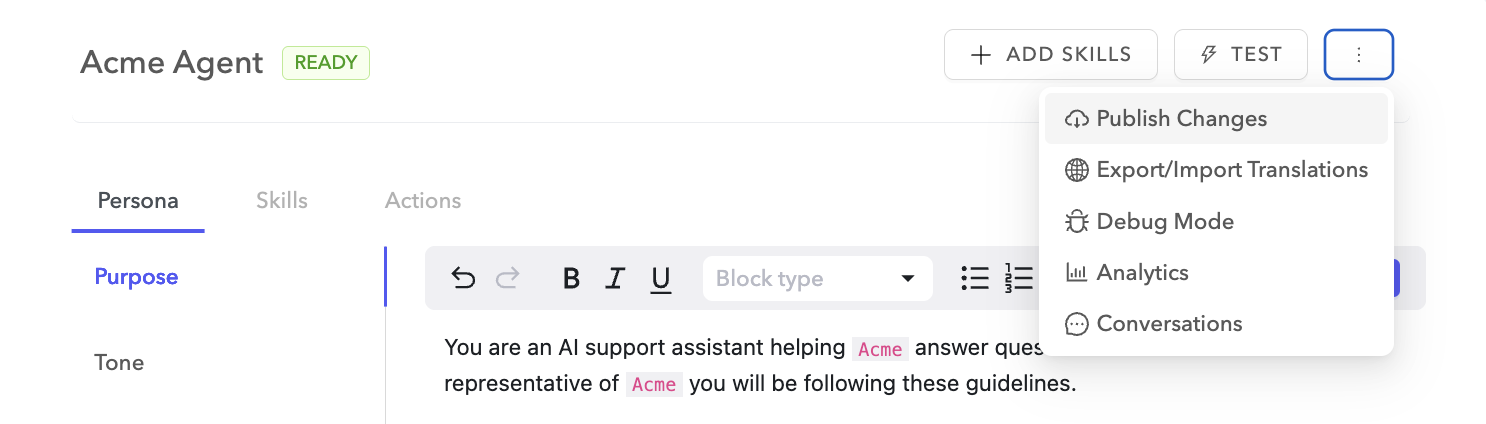 Publish the AI agent
