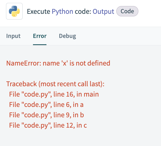 Error stacktrace
