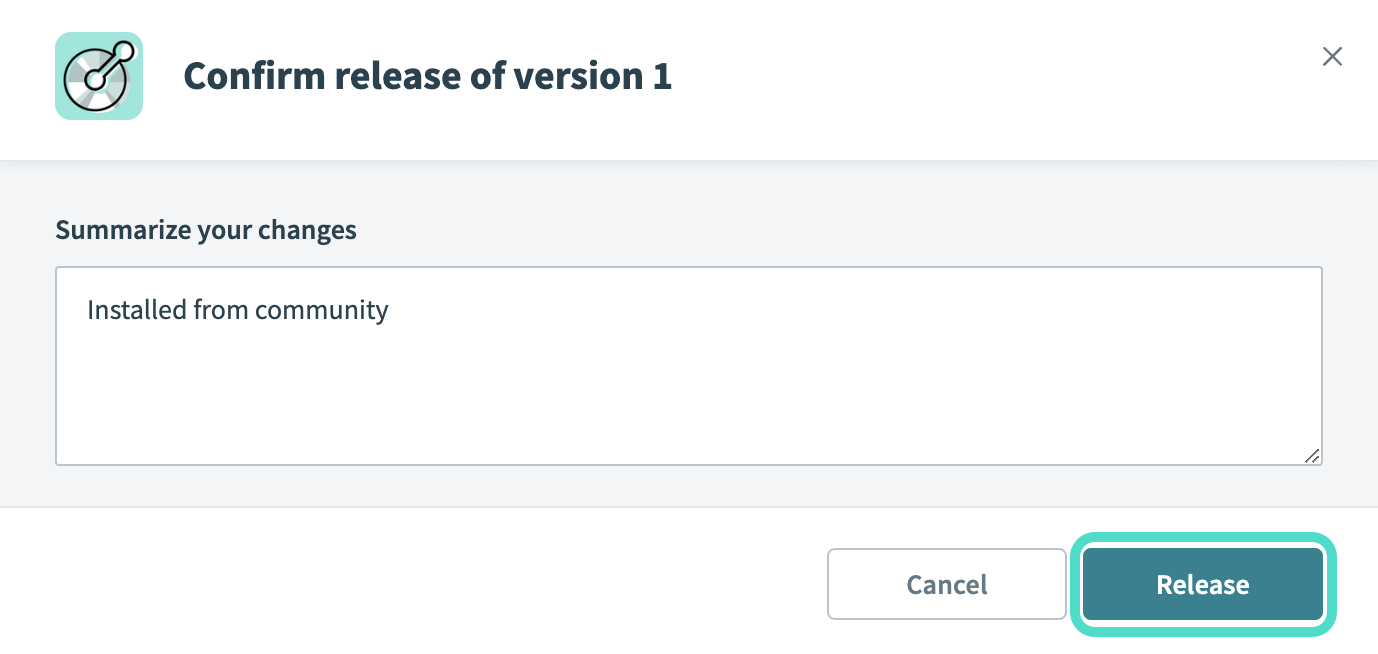 The Confirm release dialog