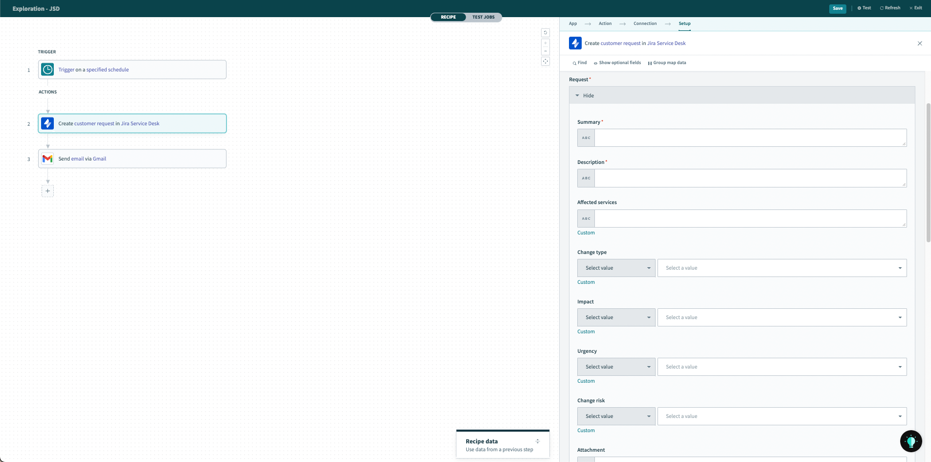 カスタムフィールドを含むリクエストフィールドが自動的に入力されます