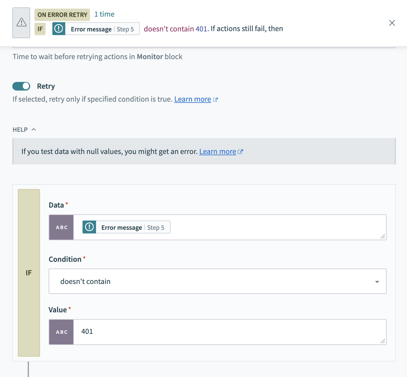 自動再試行条件