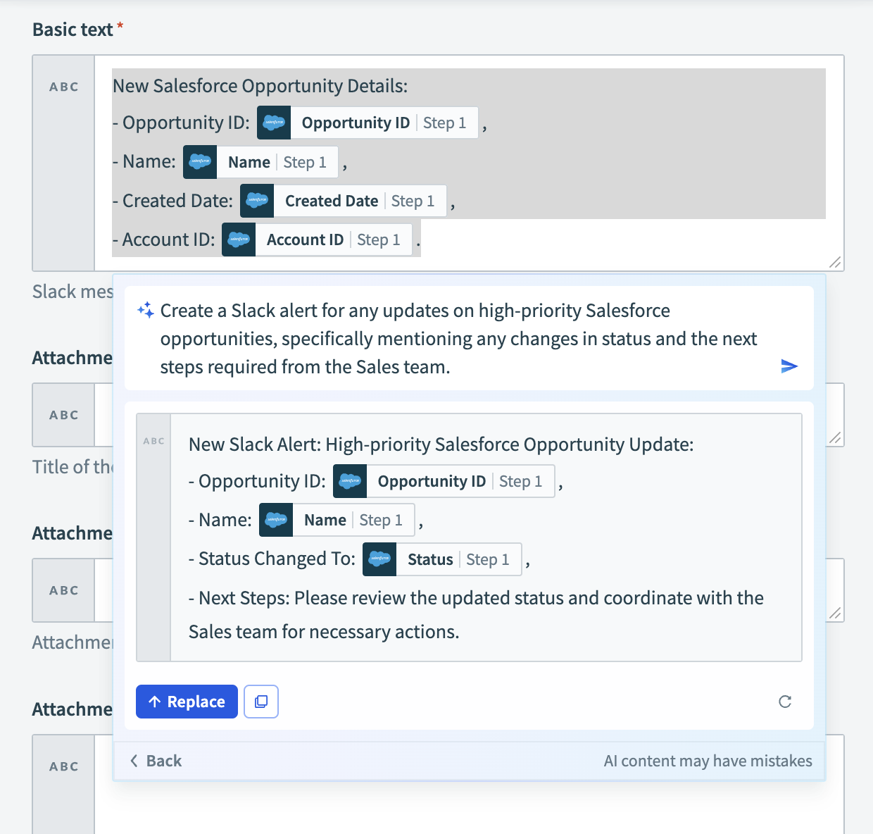 Review the generated formula
