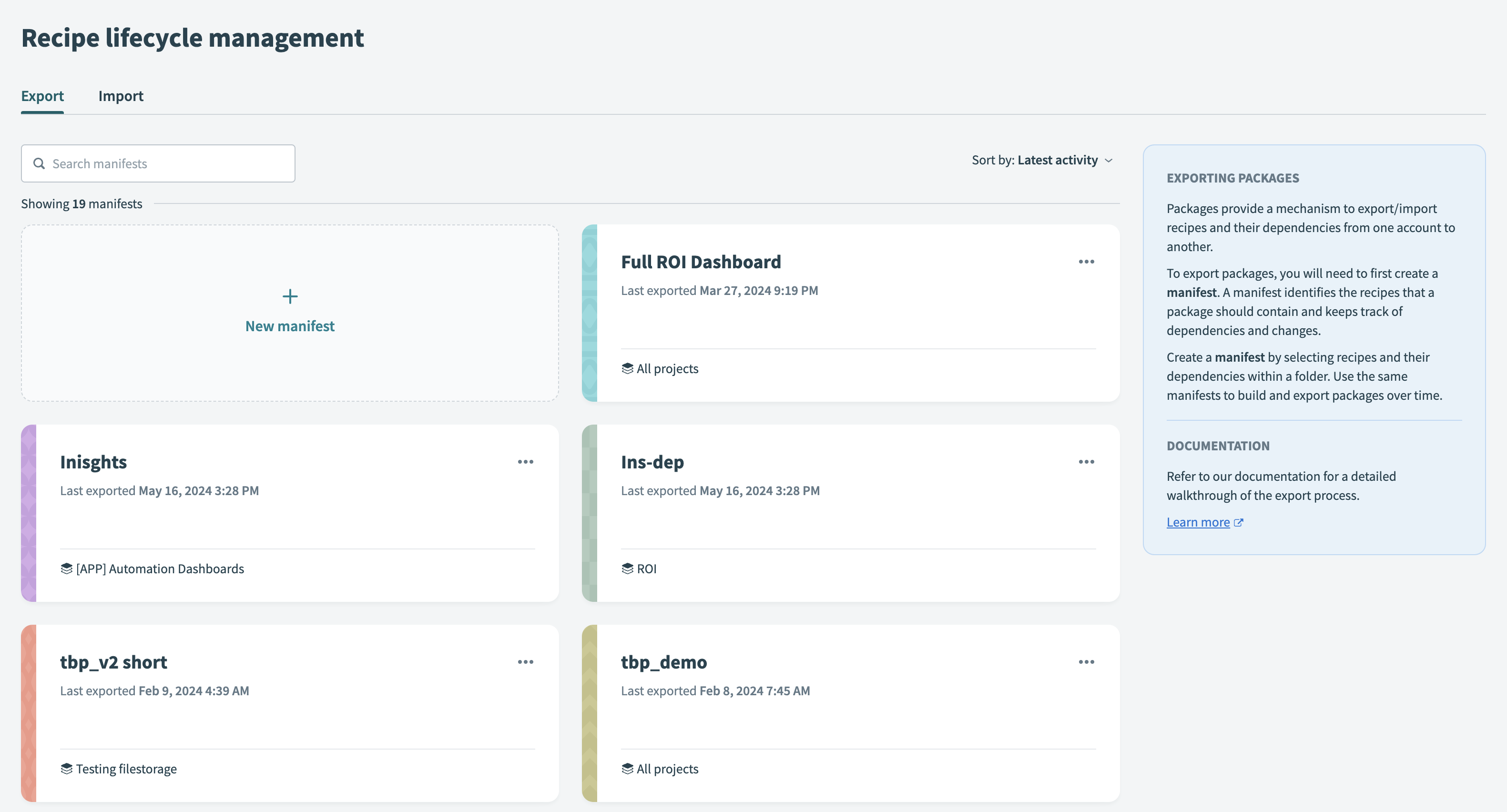 Recipe lifecycle management