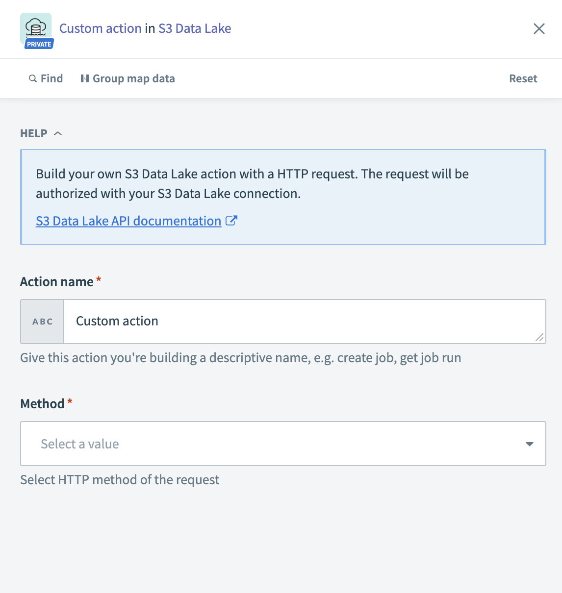S3 Data Lake – Custom action