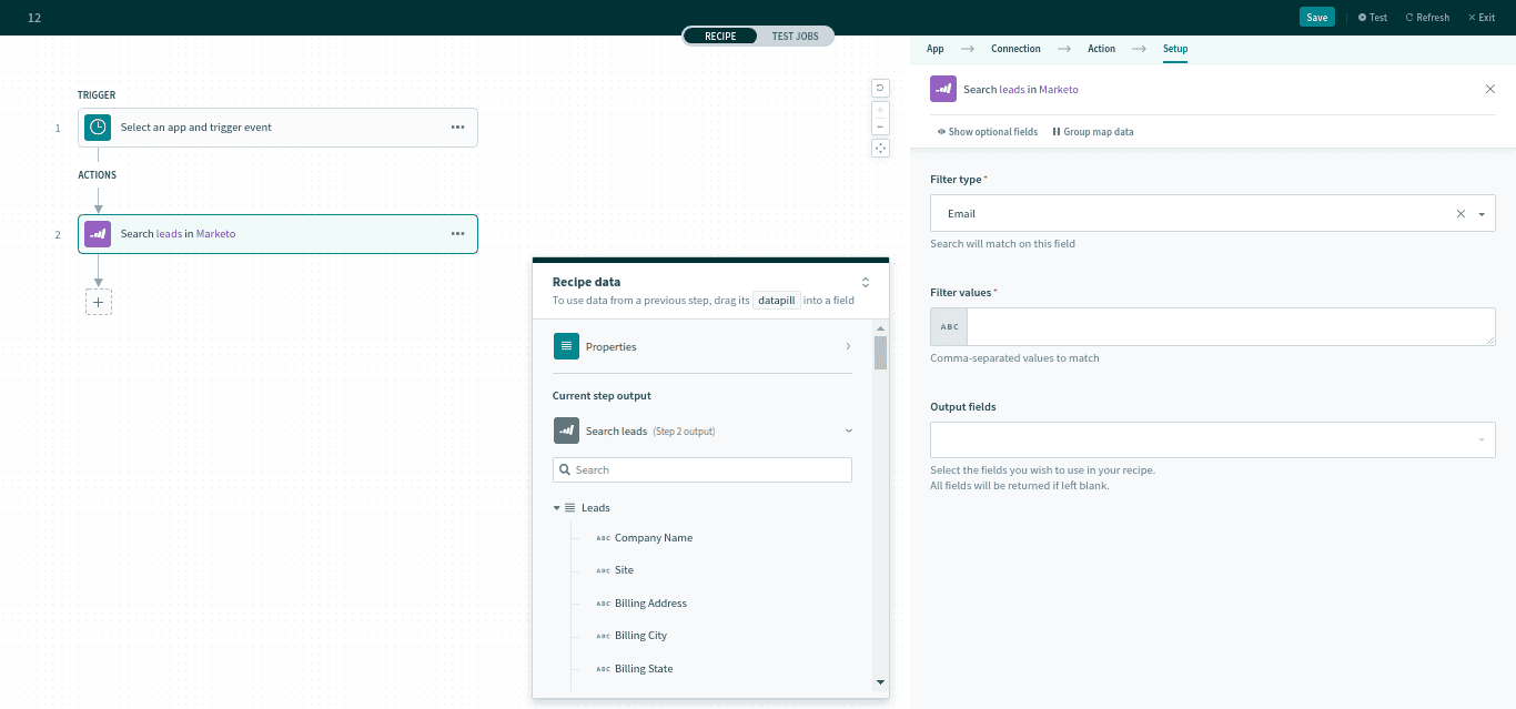 リードの検索アクション