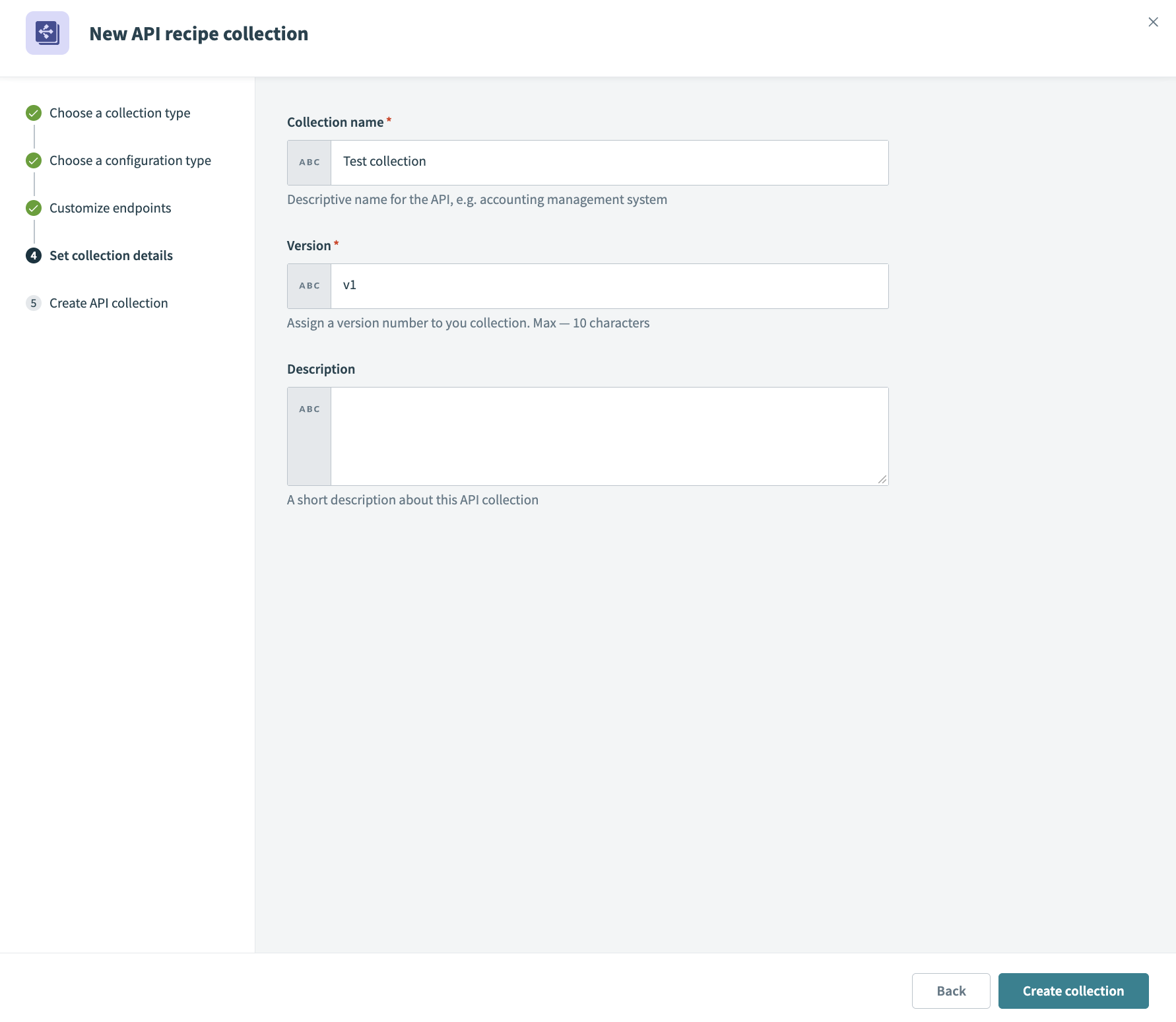 Set collection details