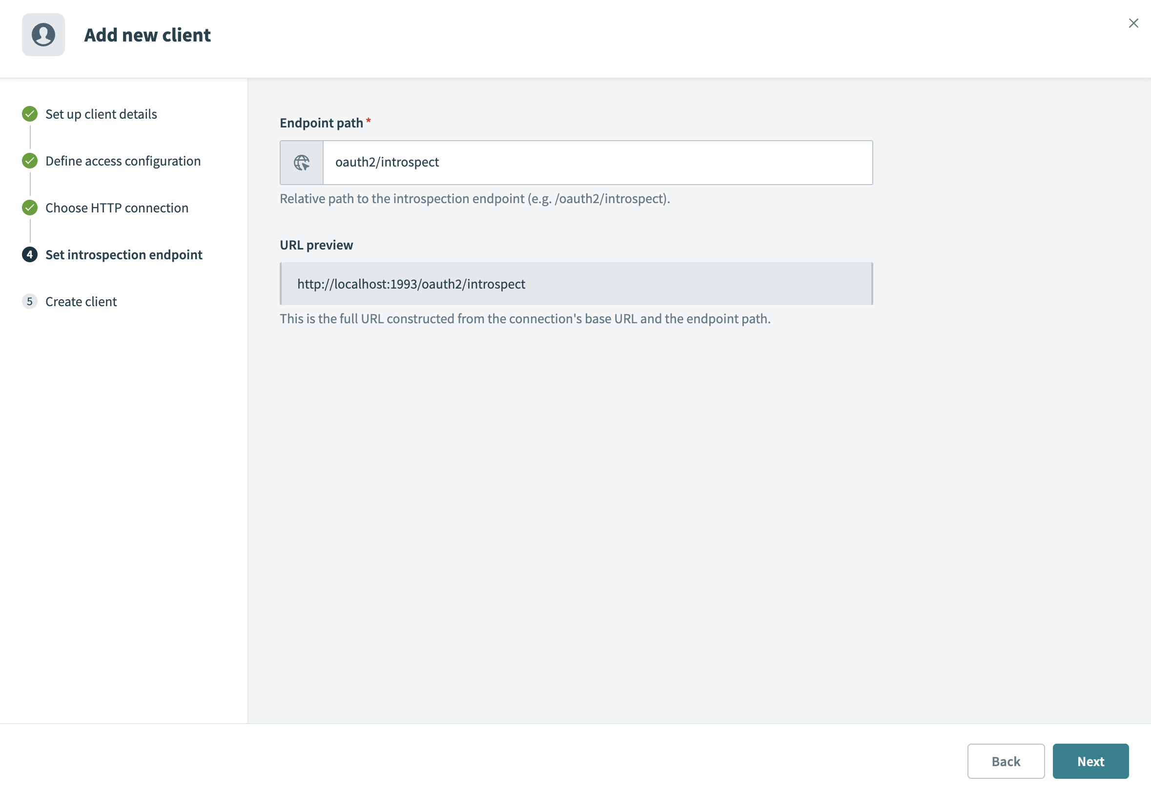 Set introspection endpoint