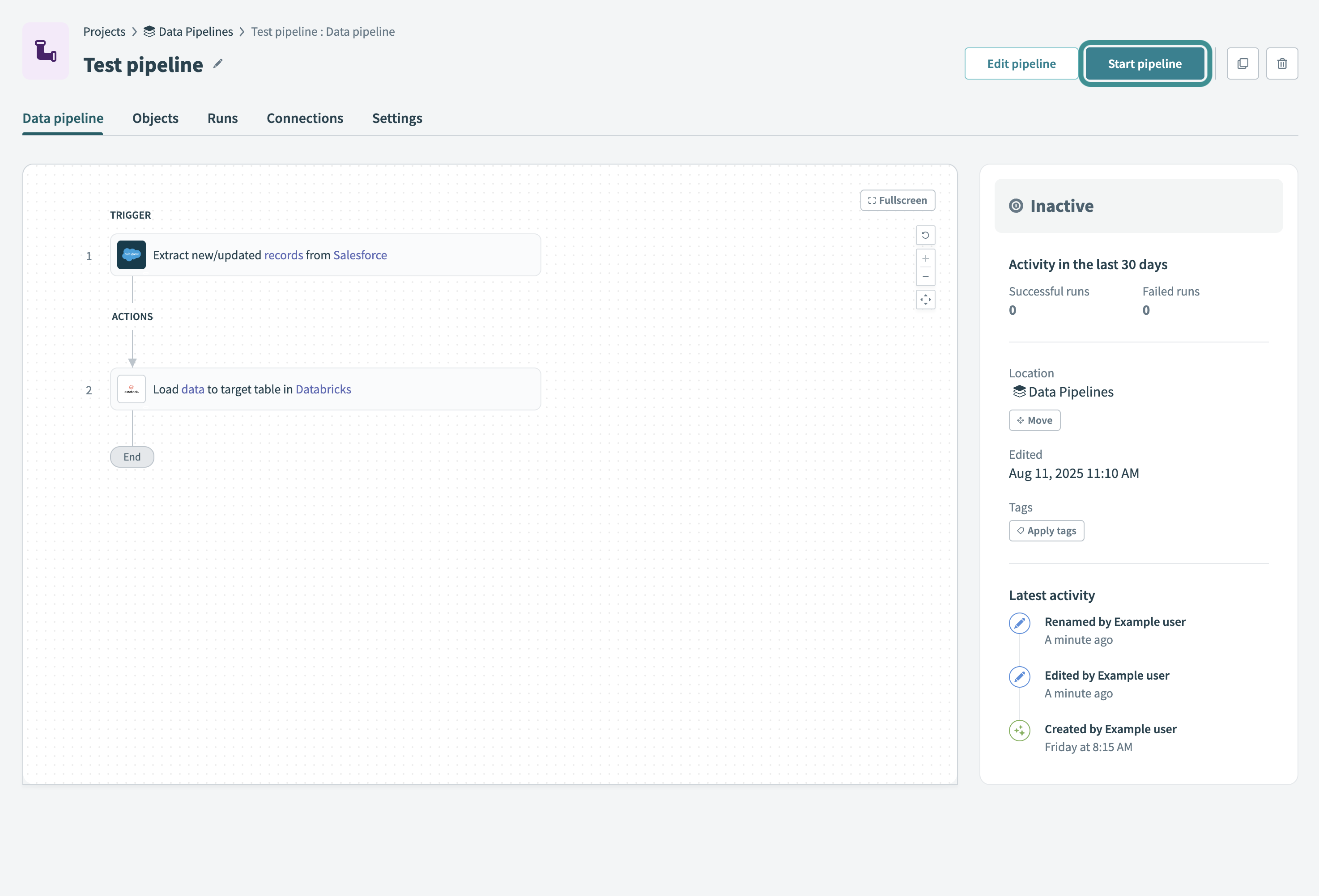 Start your data pipeline