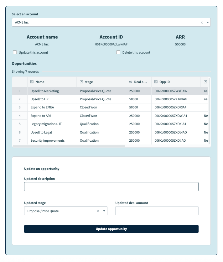 Update an opportunity