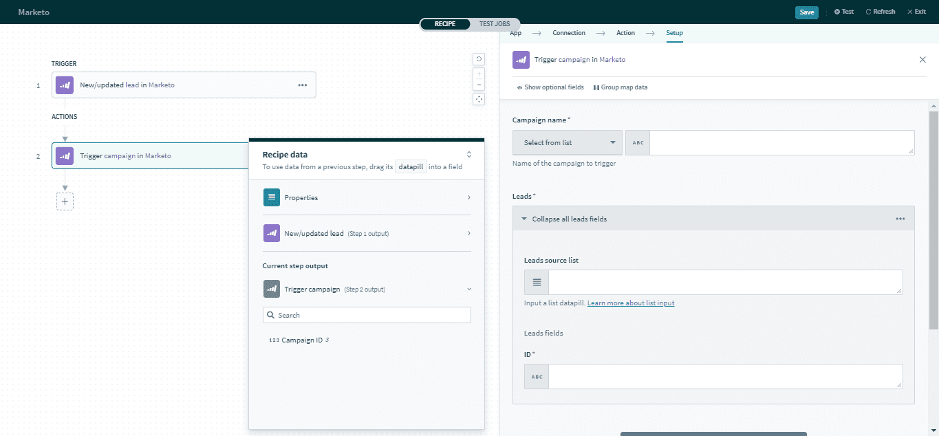 キャンペーンのトリガーアクション