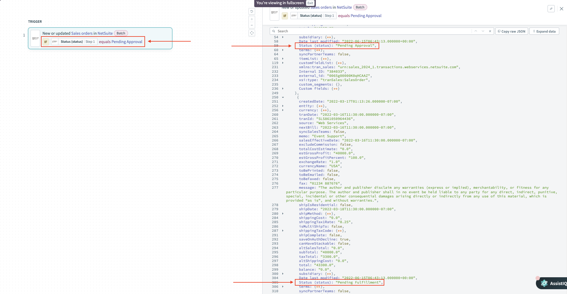 Trigger condition for batch trigger