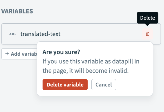 Delete a variable