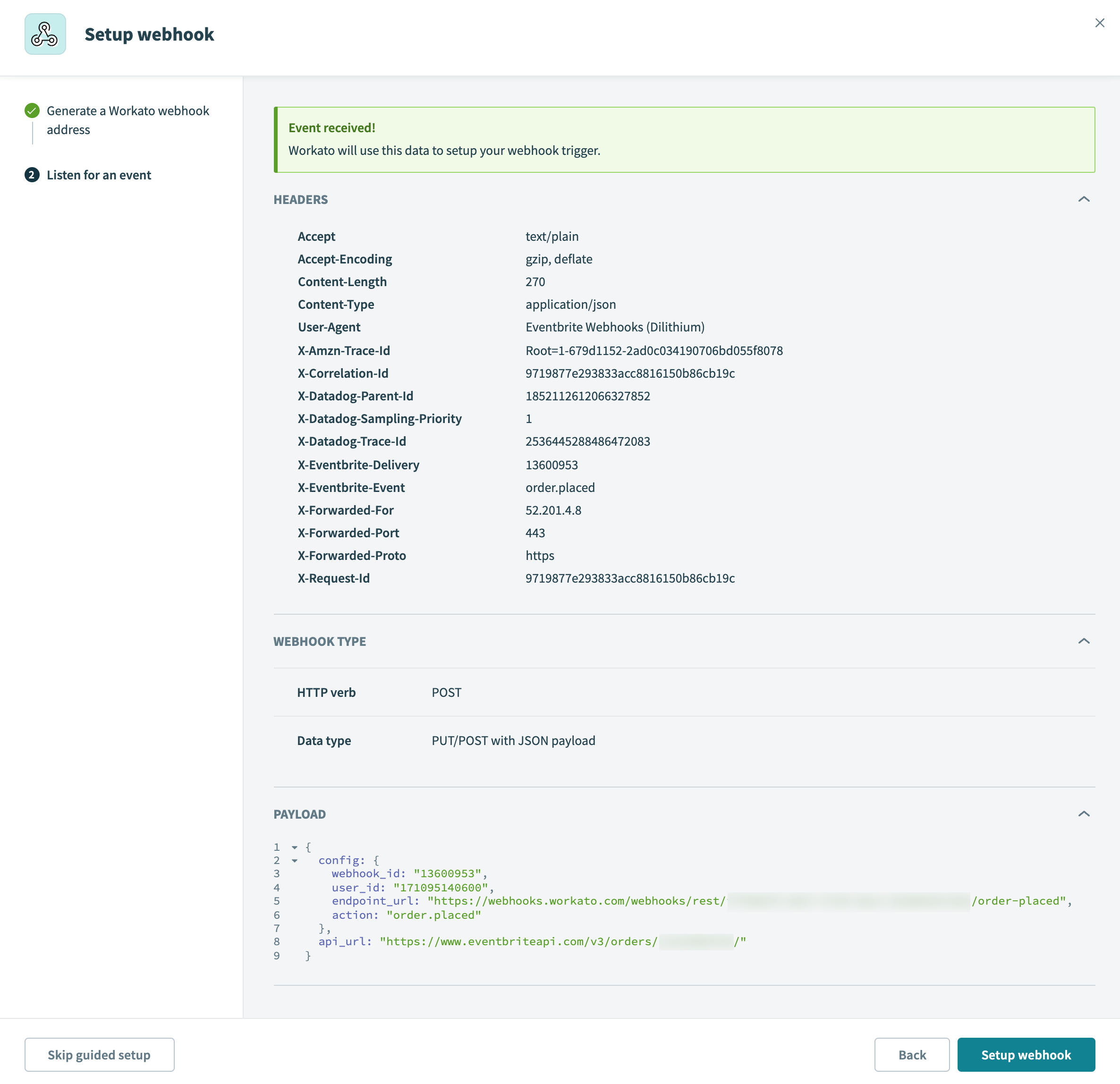 Webhook event received