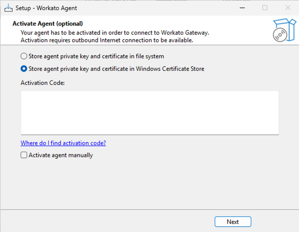 Choose where to store OPA key and certificate