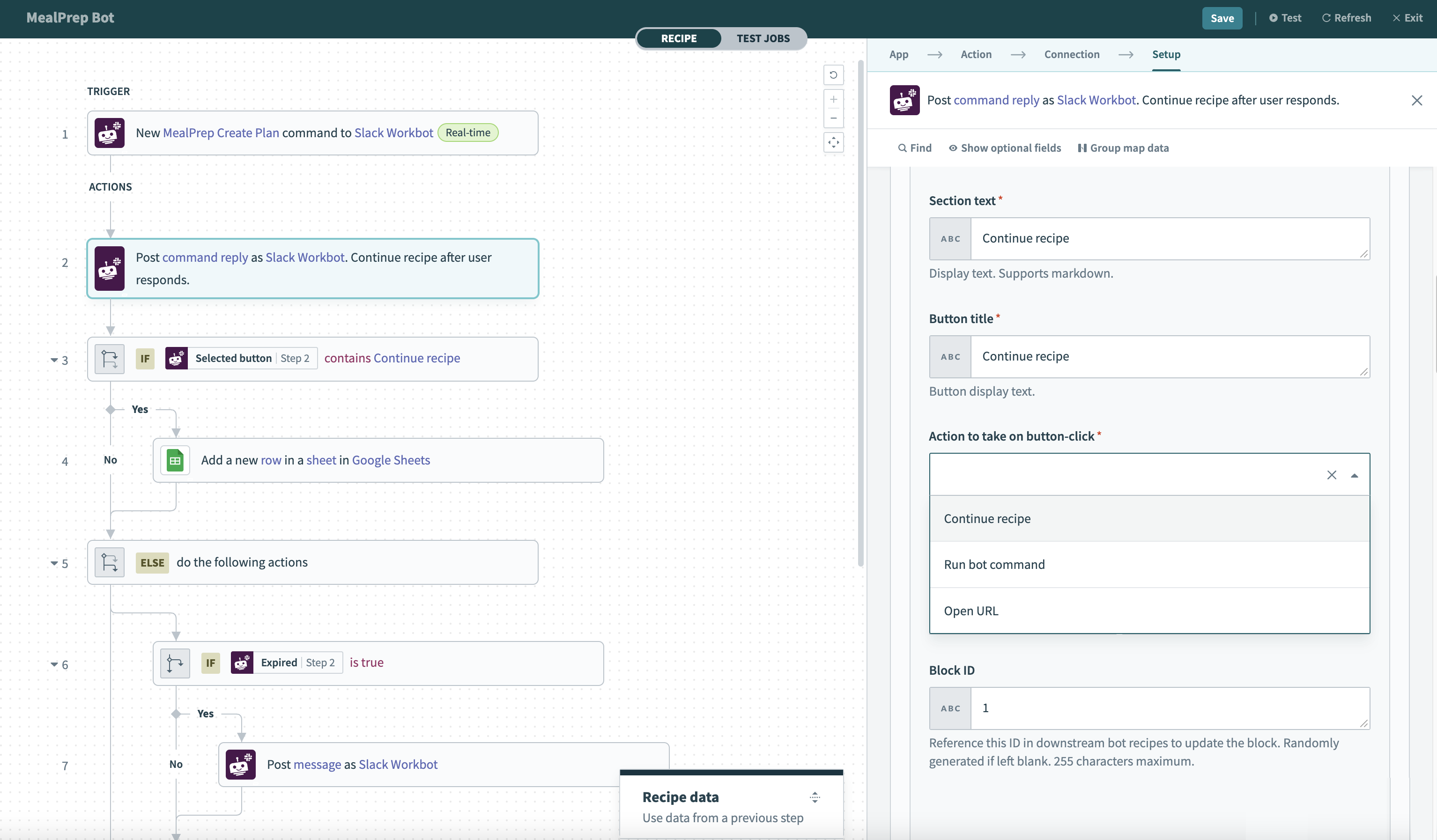 Action to take on button-click
